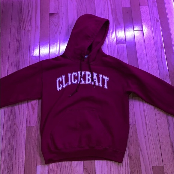 maroon clickbait hoodie
